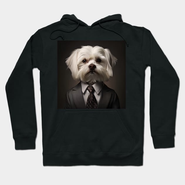 Maltese Dog in Suit Hoodie by Merchgard